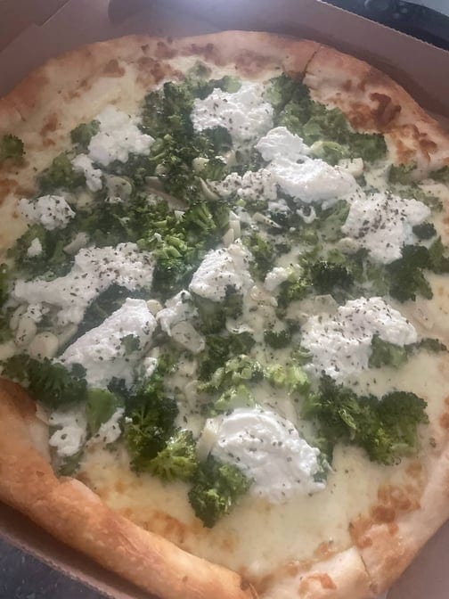 White Pizza with Broccoli.