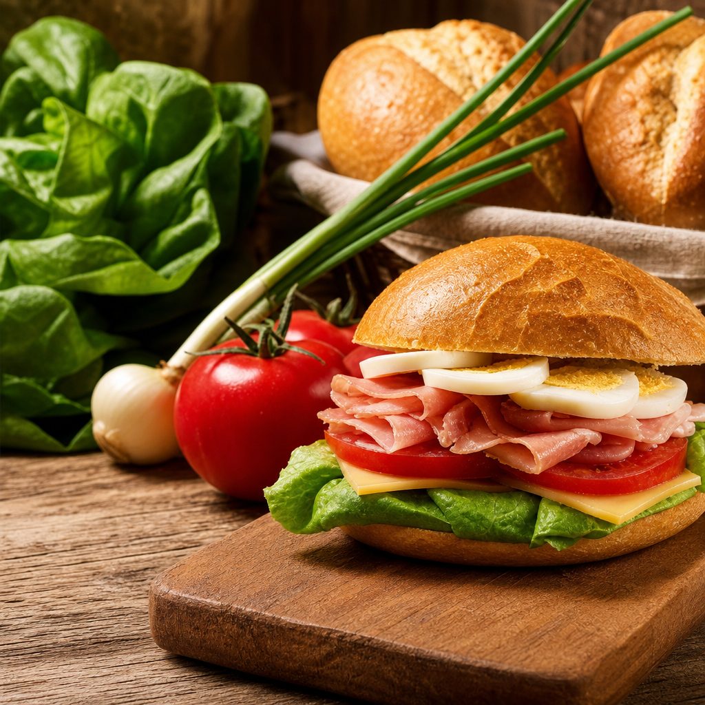 Ham and Eggs Hot Sandwich.